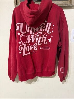 Unwell With Love Women's Red Graphic Oversized Hoodie Sweatshirt